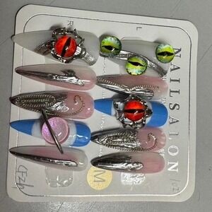 Press On Nails Evil Eye Gothic‎ False Nail Charm Trendy Manicure